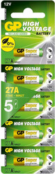 GP 27A Super High Voltage 12V Alkaline Batteries - 5 Pieces
