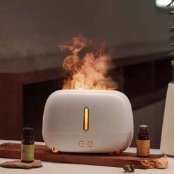 250ML Flame Diffuser Humidifier With Fire Flame Effect, Essential Oil Diffuser Aroma Humidifier For Home & Office (White)