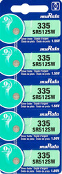 Murata SR512SW (335) Silver Oxide 1.55V (muRata) Japan Batteries - 5 Pieces
