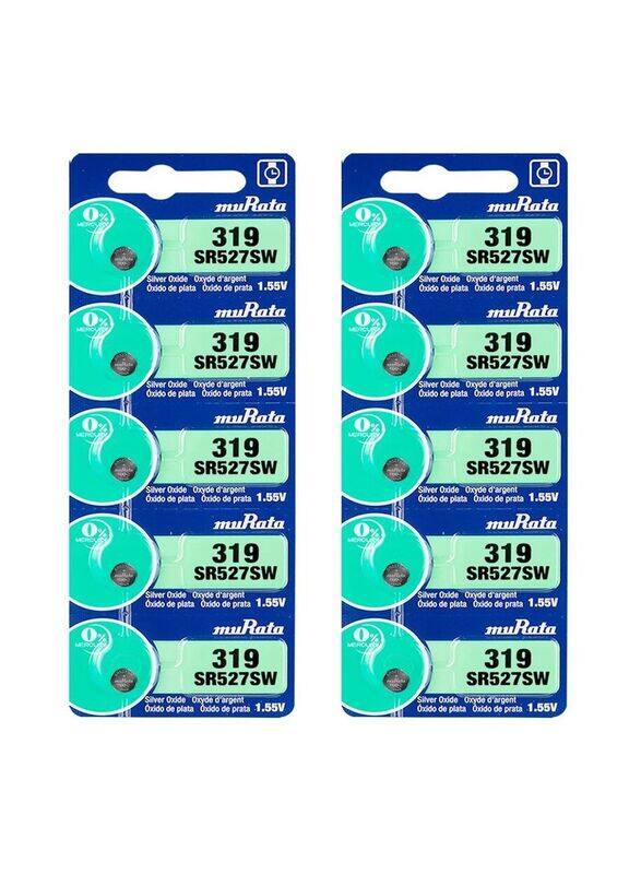 

Murata SR527SW/319 1.55V Oxide Batteries, 10 Pieces, Silver