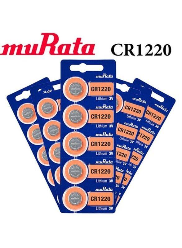 

Murata 3V Lithium Indonesia Batteries, CR1220, 25 Piece, Silver
