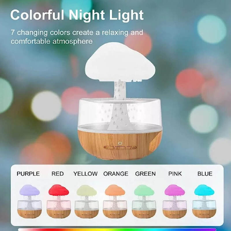 Cloud Rain Humidifier, Essential Oil Diffuser With 7 Changing Colors Lights