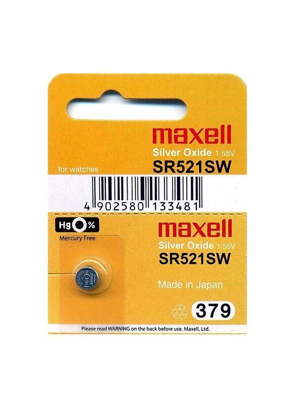 

Maxell SR521SW Silver Oxide 1.55V Japan Batteries, 5 Pieces, Silver