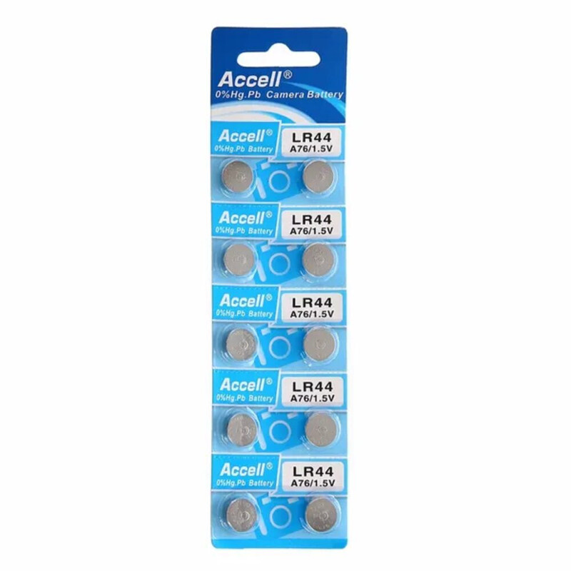 Accell (AG13) LR44 (A76) 0%Hg Alkaline 1.5V Batteries - 10 Pieces