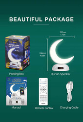 Equantu SQ-902 Moon Lamp Qur'an Speaker, Aromatherapy Function/Remote/Bluetooth /Phone Application Control