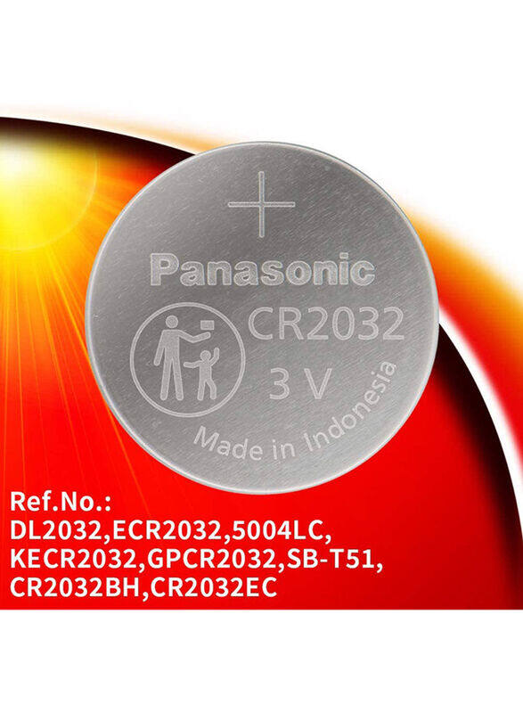 

Panasonic CR2032 3V Lithium Batteries, 5 Pieces, Silver