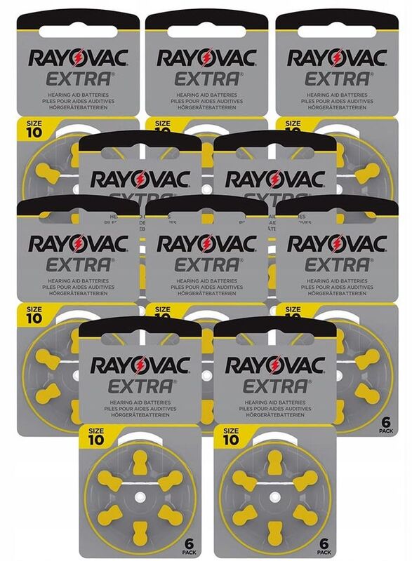 Rayovac Size 10 Extra Hearing Aid Batteries Set, 60 Pieces, Yellow