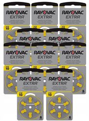 Rayovac Size 10 Extra Hearing Aid Batteries Set, 60 Pieces, Yellow