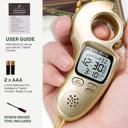 AL-FAJIA Digital Tasbih Tally Counter, Worldwide Azan Sound Reminder With Azan Time (Golden)