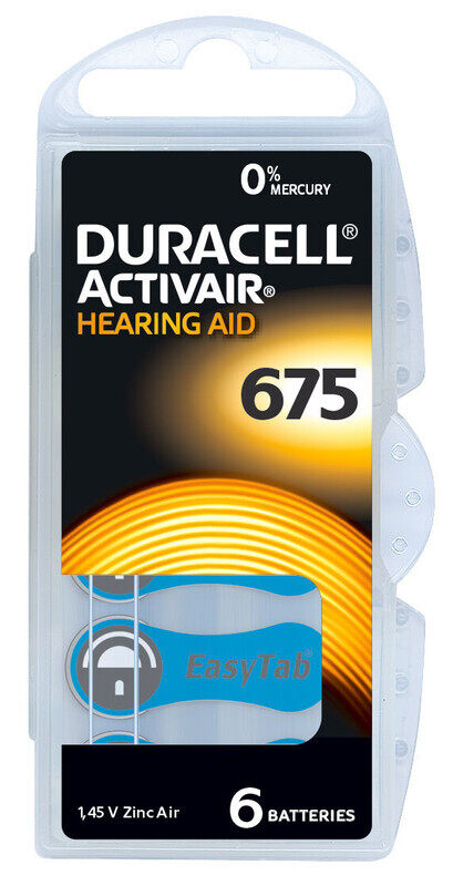 

Duracell 6-Pieces (Size 675) Activair Zinc-Air 1.45V Hearing Aid Batteries