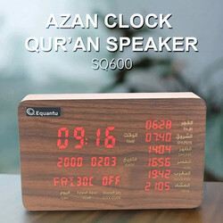 Equantu SQ-600 Wooden Azan Clock Quran Speaker, With Remote/Bluetooth /Phone Application Control/8GB