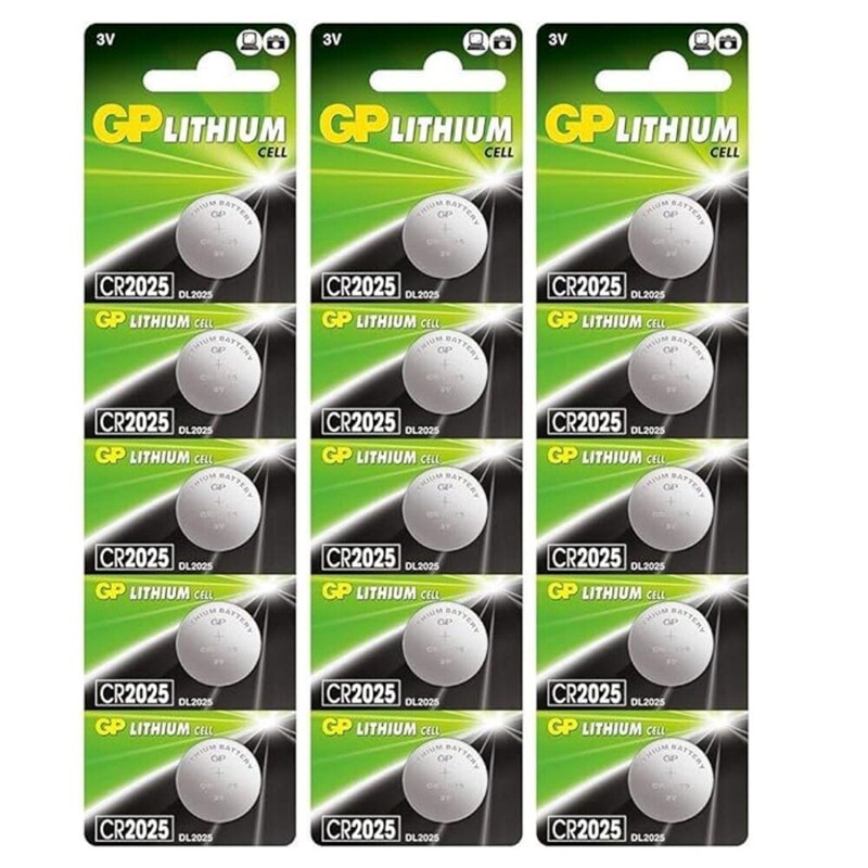 GP CR2025 Lithium 3V Indonesia Batteries - 15 Pieces