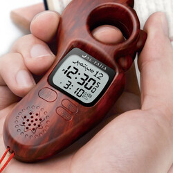 AL-FAJIA Digital Tasbih Tally Counter, Worldwide Azan Sound Reminder With Azan Time (Red Wood)