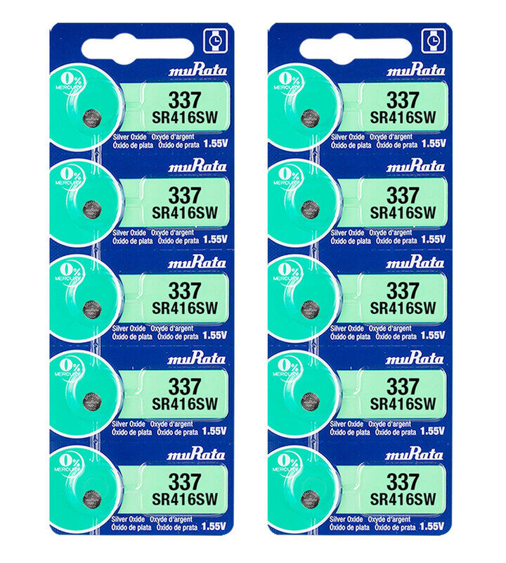 Murata SR416SW (337) Silver Oxide 1.55V (muRata) Japan Batteries - 10 Pieces