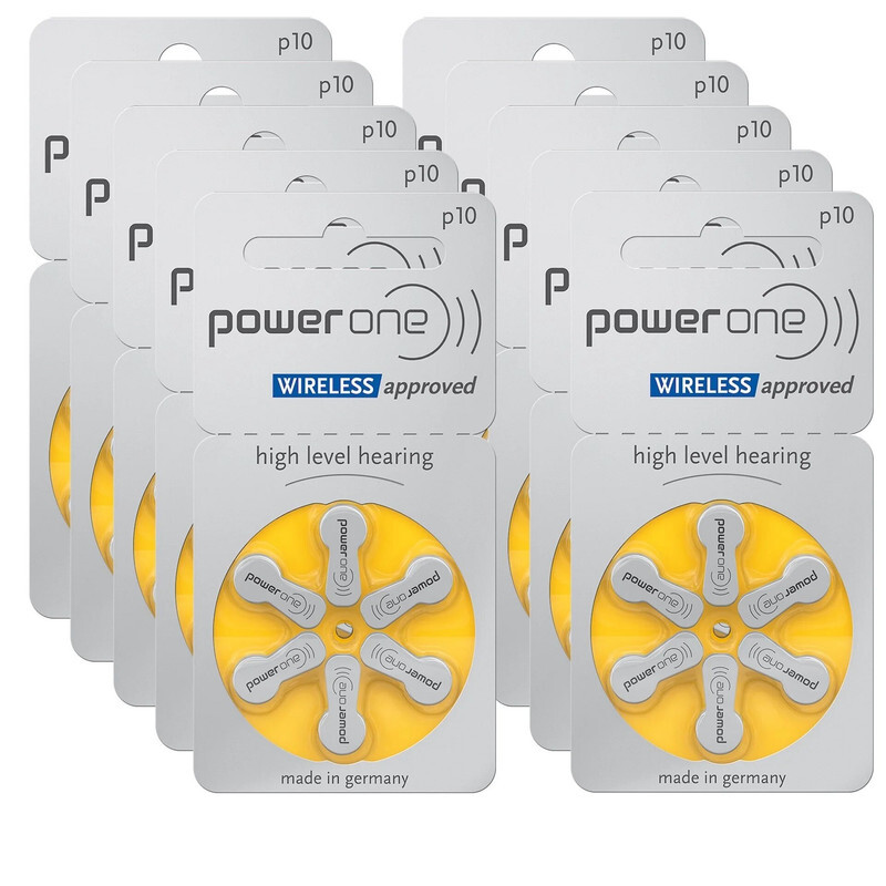 PowerOne 60-Pieces (Size 10) Wireless Approved 1.45V Hearing Aid Batteries