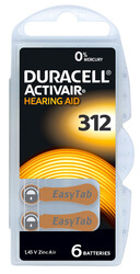 Duracell 6-Pieces (Size 312) Activair Zinc-Air 1.45V Hearing Aid Batteries