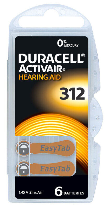 

Duracell 6-Pieces (Size 312) Activair Zinc-Air 1.45V Hearing Aid Batteries