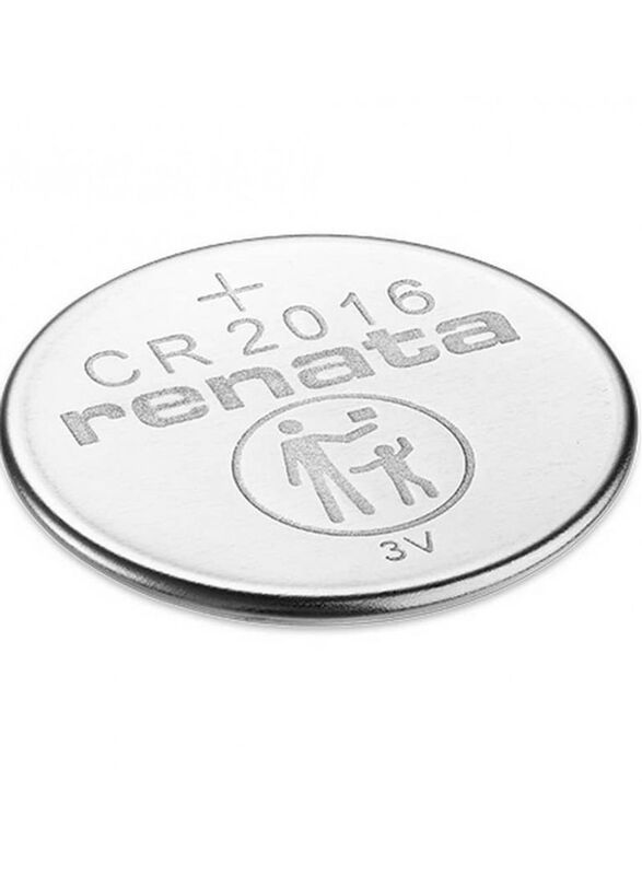 Renata 3V Lithium Battery, CR2016, Silver