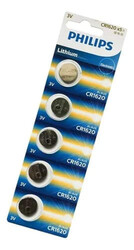Philips CR1620 Lithium 3V Batteries - 5 Pieces
