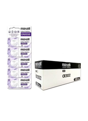 Maxell 3V Lithium Japan Batteries, CR2032, 100 Pieces, Silver