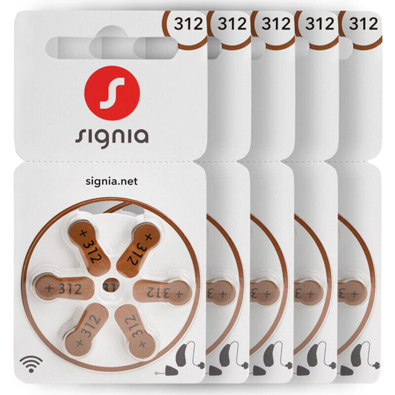 Signia 30-Pieces (Size 312) Zinc Air 1.45V Hearing Aid Batteries