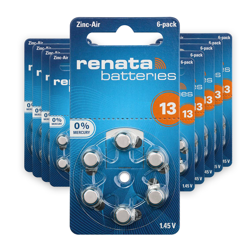 Renata 60-Pieces (Size 13) Zinc Air 1.45V Hearing Aid Batteries