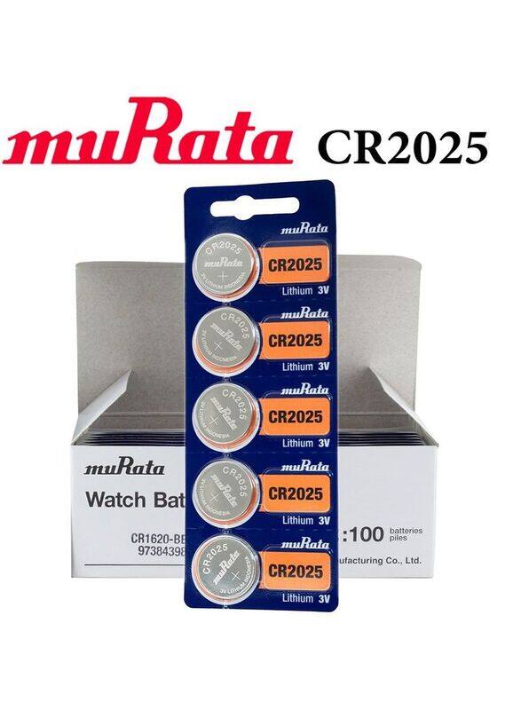 

Murata CR2025 3V Lithium Batteries, 100 Pieces, Silver