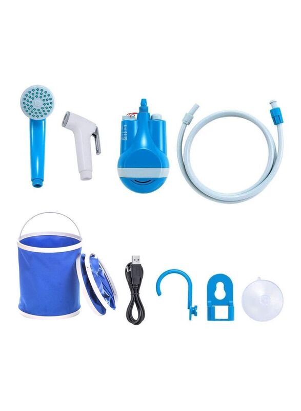 Portable & Rechargeable Camping Multipurpose Shower Sprayer, Grey/Blue