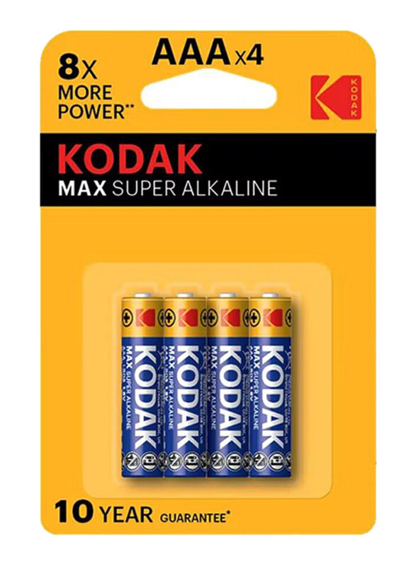 

Kodak Max Super Alkaline Batteries, LR03, 4 Pieces, Multicolour