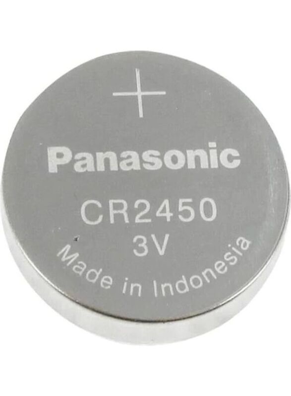 Panasonic CR2450 3V Lithium Batteries, 5 Pieces, Silver