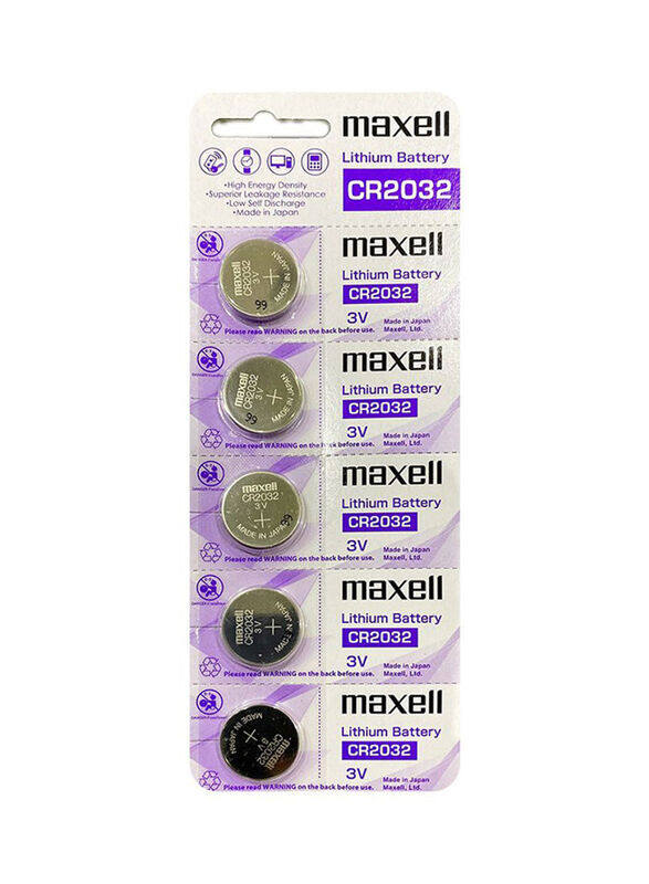 

Maxell Lithium Battery Set, 5 Pieces, CR2032, Multicolour