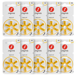 Signia 60-Pieces (Size 10) Zinc Air 1.45V Hearing Aid Batteries