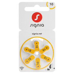 Signia (Size 10) Zinc-Air 1.45V Hearing Aid Batteries - 6 Pieces