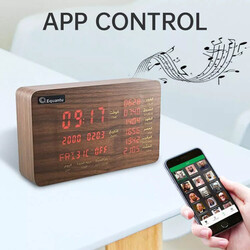 Equantu Azan Clock Quran Speaker, Islamic Table Athan/Azan/Prayer Clock, Wooden Quran Speaker, Bluetooth/Remote/Phone Application Control/8GB (SQ-600)