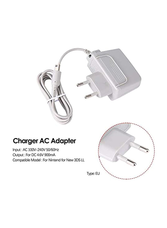 EU-Plug Replacement Wall Charger For New 3DS XL 2DS XL New 2DS XL DSi XL, White