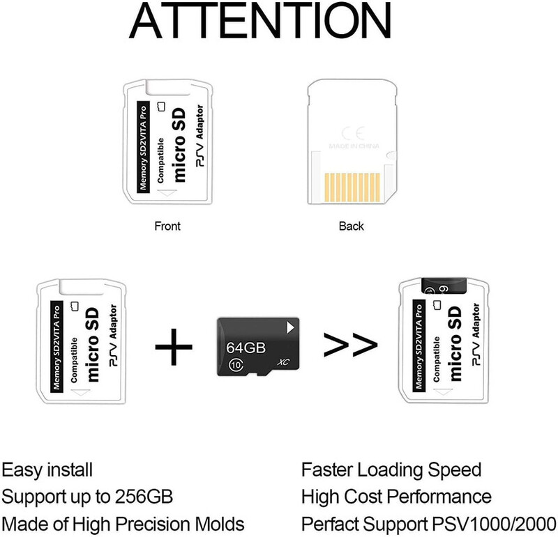 Memory SD2VITA Pro, Compatible For Micro SD PSV Adaptor, Suitable For PSVITA 1000/2000