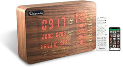 Equantu Azan Clock Quran Speaker, Islamic Table Athan/Azan/Prayer Clock, Wooden Quran Speaker, Bluetooth/Remote/Phone Application Control/8GB (SQ-600)