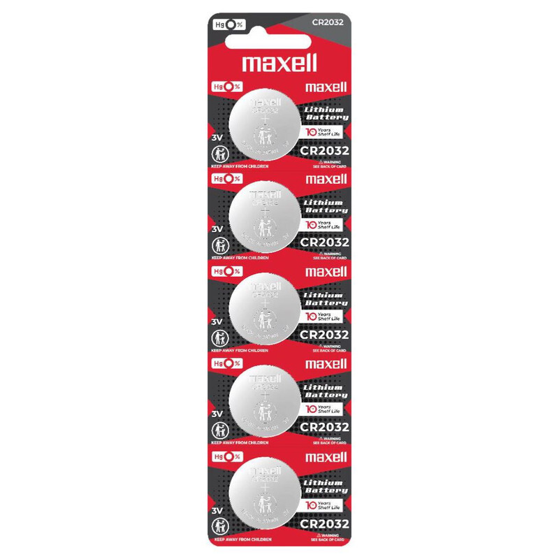 Maxell CR2032 Lithium 3V Japan Batteries - 5 Pieces