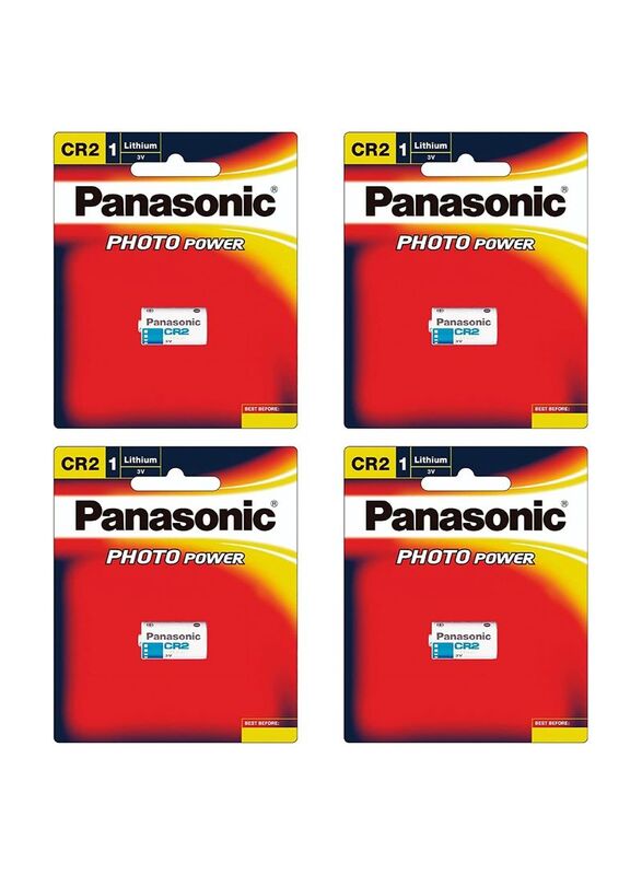 Panasonic 3V Photo Power Lithium Batteries, CR2, 4 Piece, White/Blue