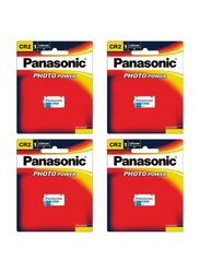 Panasonic 3V Photo Power Lithium Batteries, CR2, 4 Piece, White/Blue