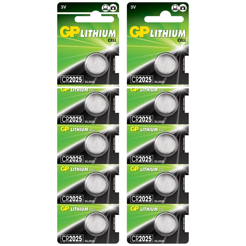 GP CR2025 Lithium 3V Indonesia Batteries - 10 Pieces