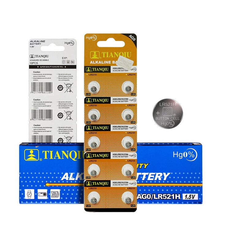 Tianqiu AG0/ LR521H/ 379A Hg0% 1.5V Alkaline Batteries - 200 Pieces