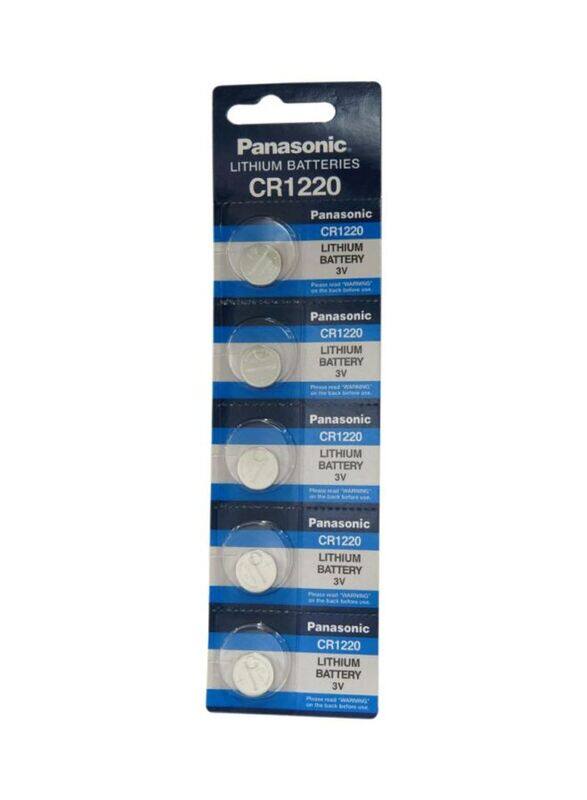 

Panasonic CR1220 3V Lithium Batteries, 5 Pieces, Silver