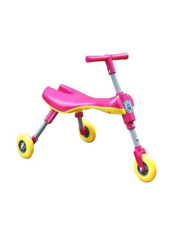 3 Wheels Folding Scooter for Girls, Ages 3+, Rose Red/Yellow