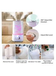 Ultrasonic Cool Mist LED Light Air Humidifier, 1.5L, White