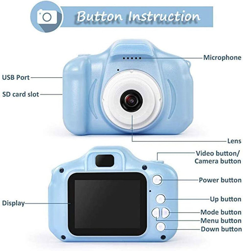 Mini Rechargeable 2.0 Inches (1080P) Photo/Video Camera For Kids,Suitable For Ages 3+ (Light Blue) - 8GB Memory Card Included