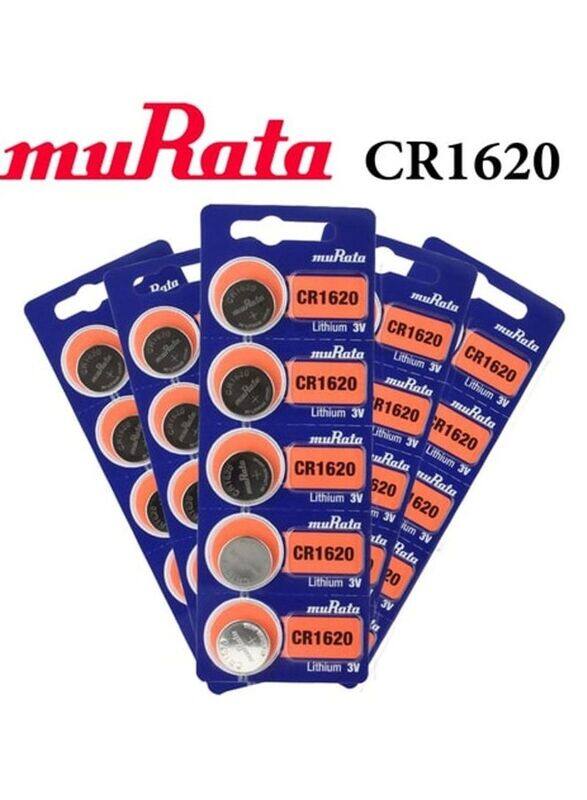 

Murata 3V Lithium Indonesia Batteries, CR1620, 25 Piece, Silver