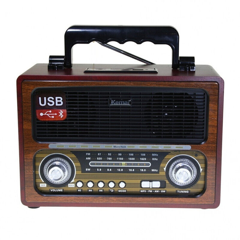 

Kemai MD-1800BT Vintage Style Wooden FM Radio With AM/FM/SW 3 Band DSP Radio With Bluetooth/USB/SD/TF Card Slot