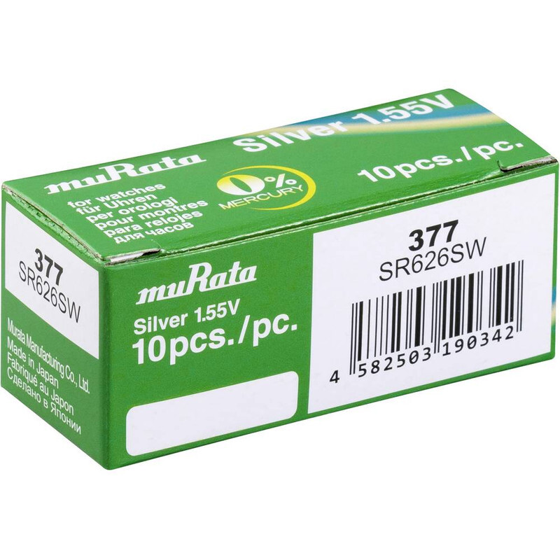 10-Pieces Murata 377 (SR626SW) 1.55V Silver Oxide 0% Hg Mercury Free Battery For Watches