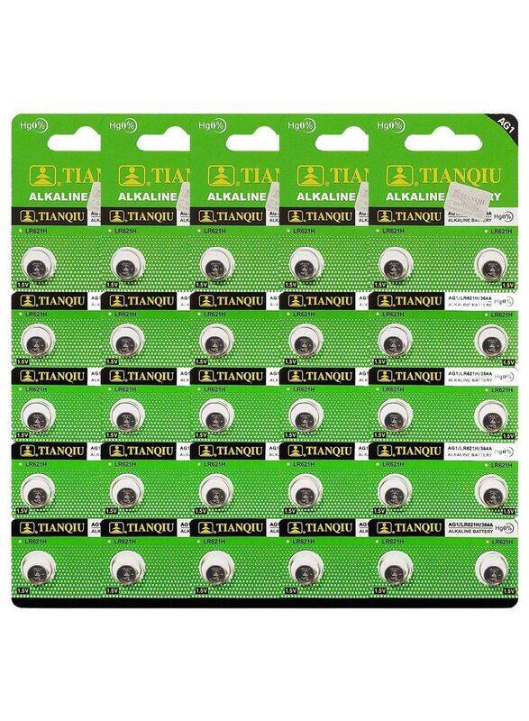 

Tianqiu AG1 1.5V Alkaline Batteries Set, 50 Pieces, LR621H/364A, Silver